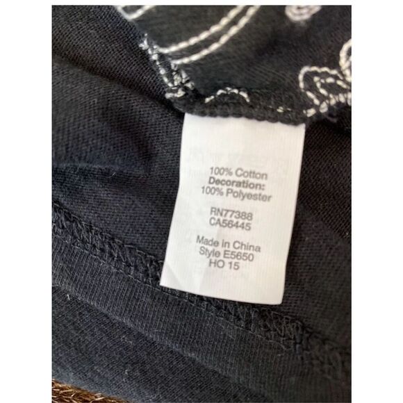 J. Crew XL Embroidered Raglan Top Black White Embroidered Florals 100% Cotton - Picture 8 of 11
